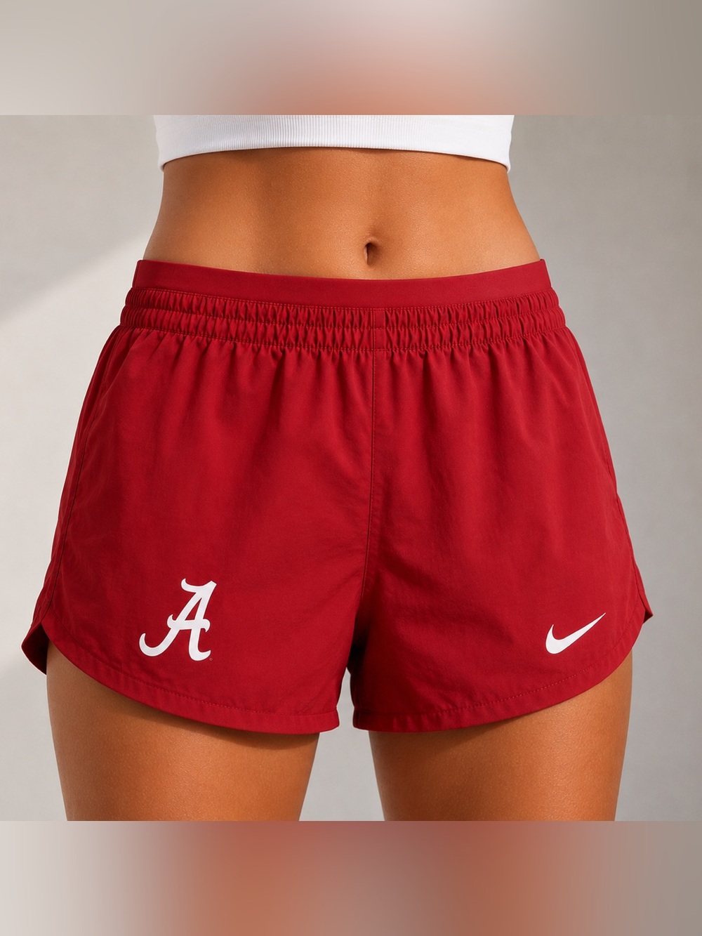 Nike Women's Red Athletic Shorts with White Script A